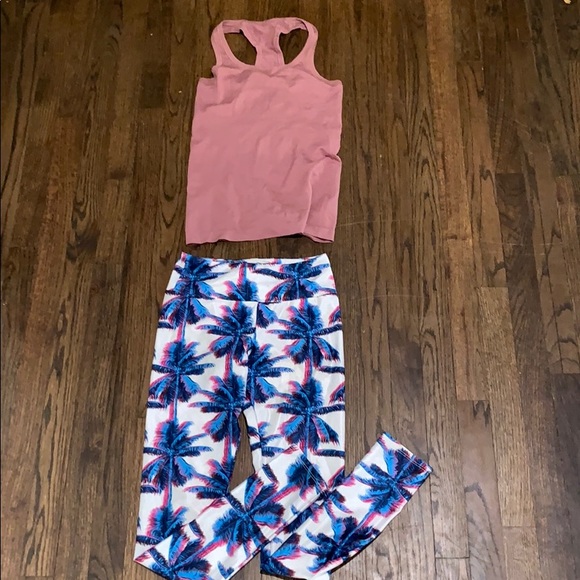 Goldsheep Neon Palm leggings size Small🌴💗💙 - Picture 2 of 4